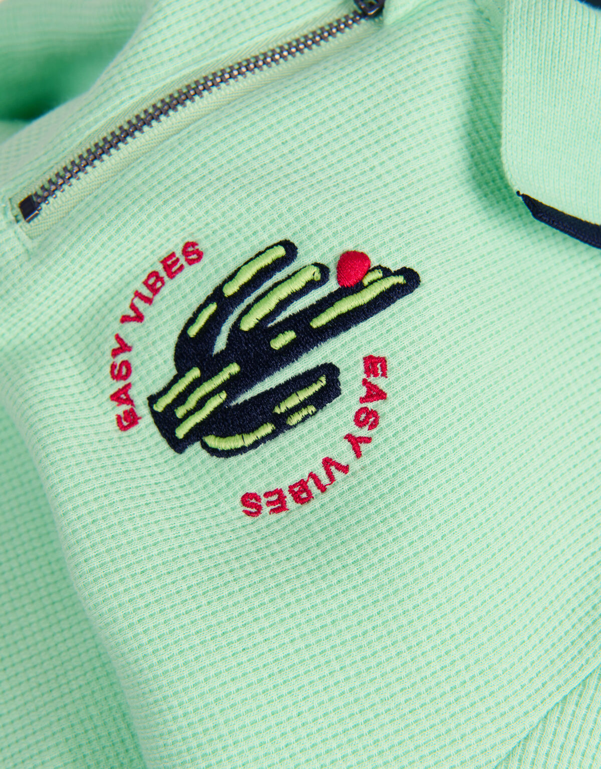 Struktur Zipper Polo Hellgrün SHOEBY BOYS