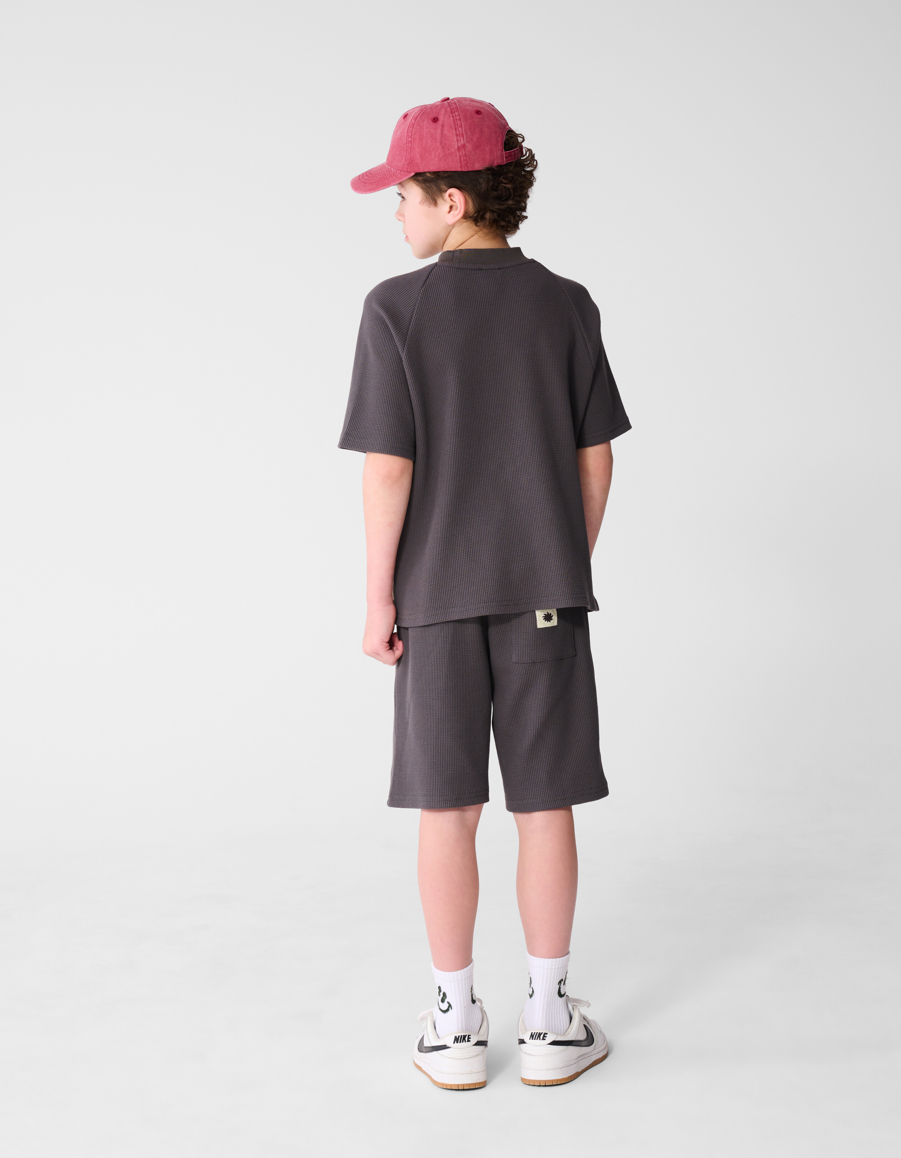 Waffelstruktur T-Shirt Dunkelgrau SHOEBY BOYS