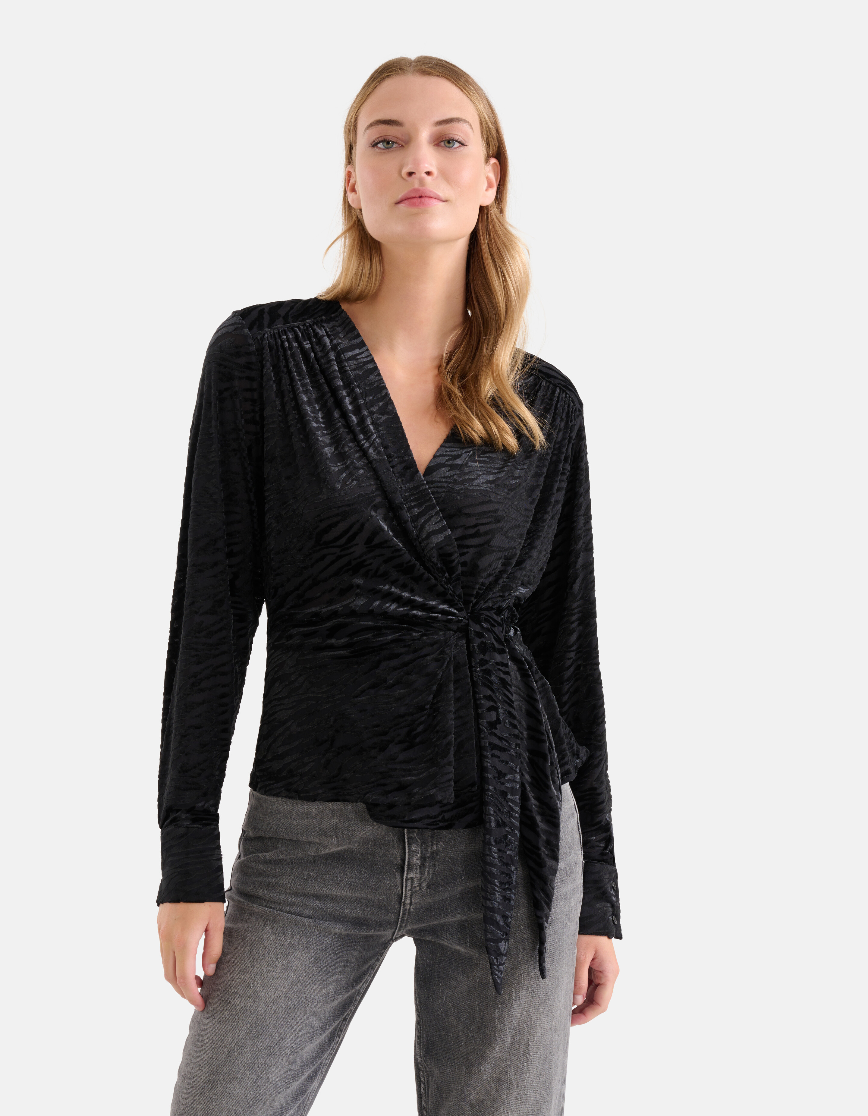 Wickeltop mit Zebradruck Schwarz SHOEBY WOMEN