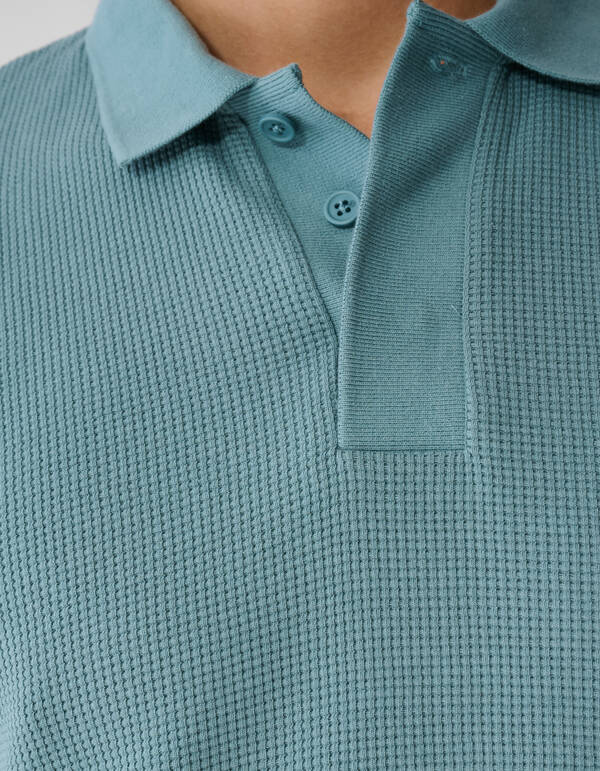 Waffel Polo Dunkelgr&uuml;n SHOEBY MEN
