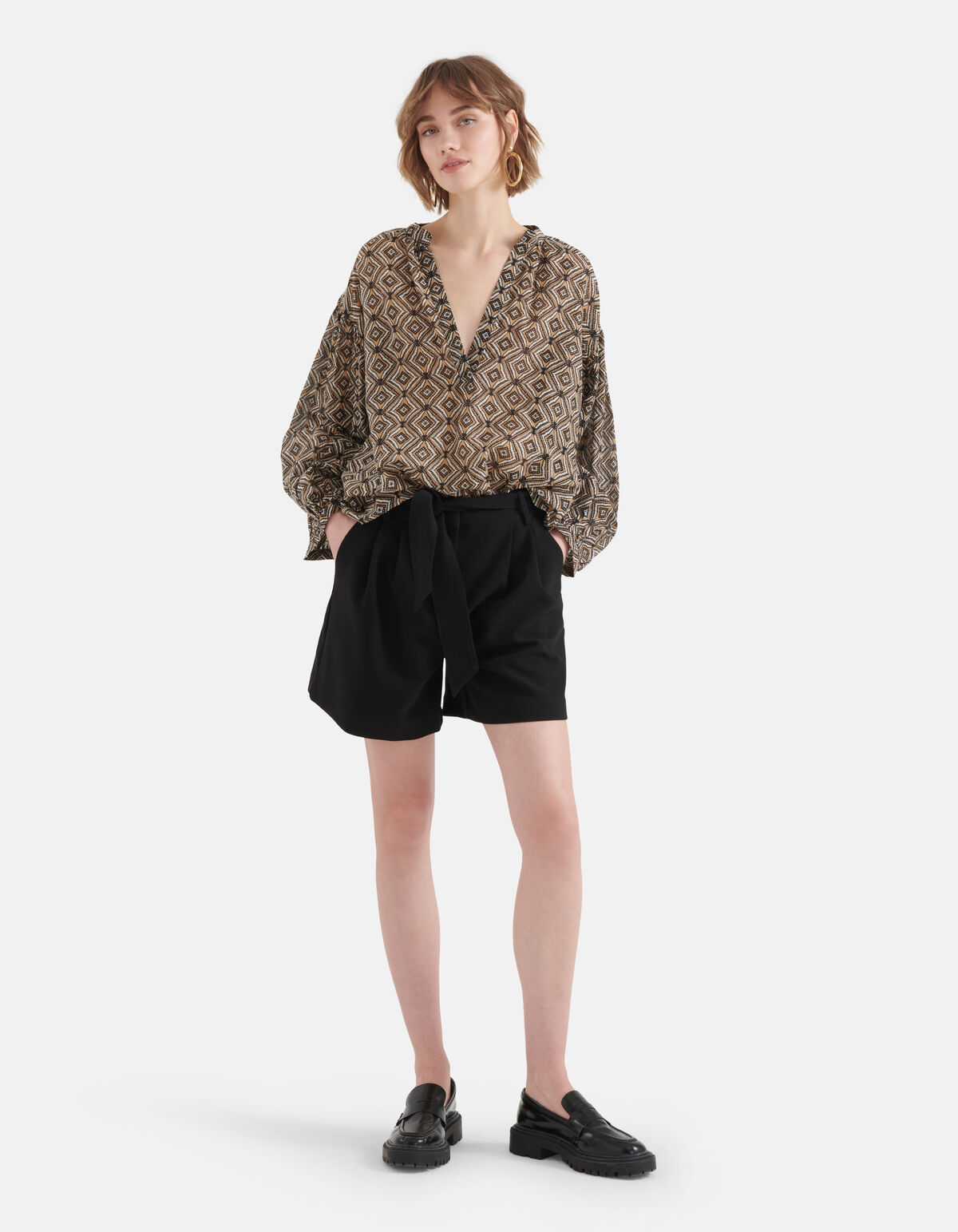 Bedruckte Voile-Bluse Braun SHOEBY WOMEN
