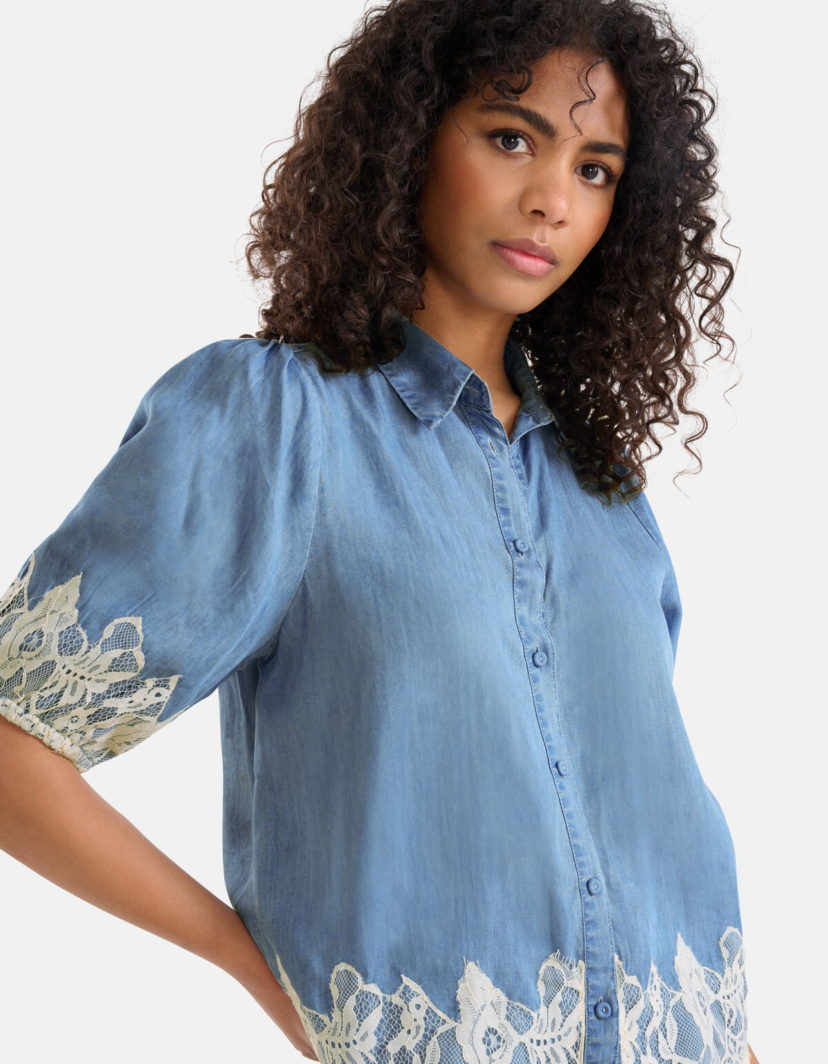 Denim Spitzen Top Blau SHOEBY WOMEN