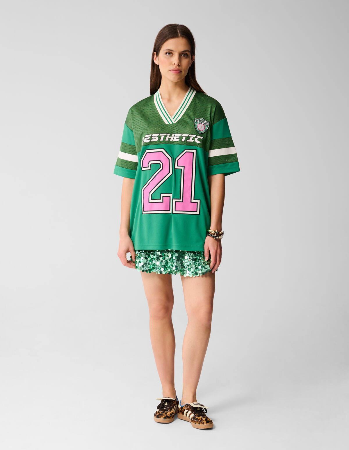 Baseball-T-Shirt in Übergröße Grün von Lizzy SHOEBY WOMEN