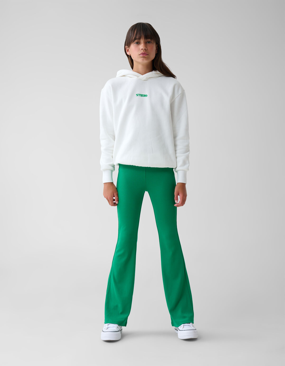 Ausgestellte Rippen-Leggings Grün SHOEBY GIRLS