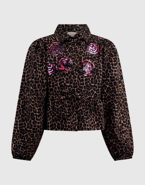 Sequin Panther Print Bluse Braun SHOEBY GIRLS
