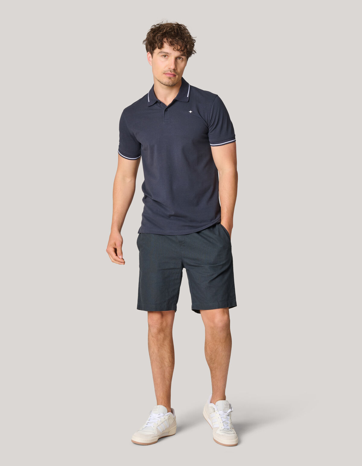Contrast Pique Polo Donkergrijs SHOEBY MEN