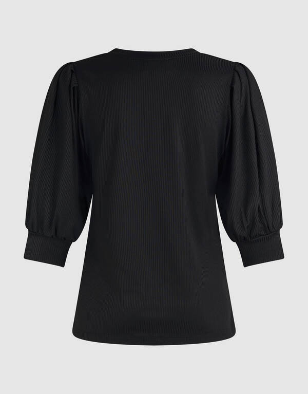 Rippen-Jersey-Top Schwarz SHOEBY WOMEN