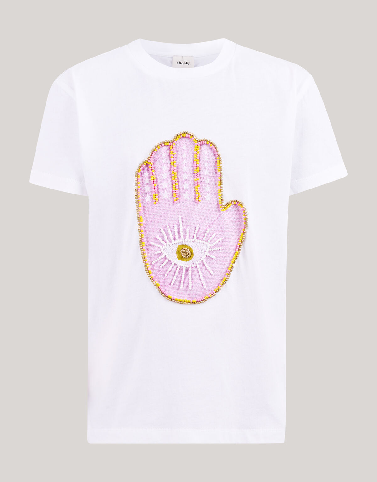 Embroidery T-shirt Wit SHOEBY GIRLS