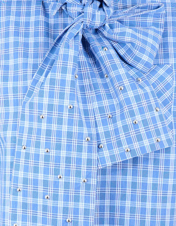 Karierte Bow-Bluse Blau SHOEBY WOMEN