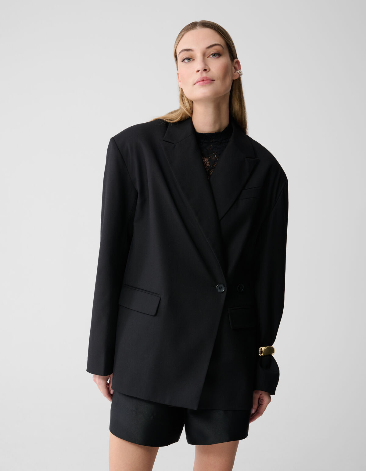 &Uuml;bergro&szlig;er Blazer mit offenem R&uuml;cken Schwarz SHOEBY WOMEN