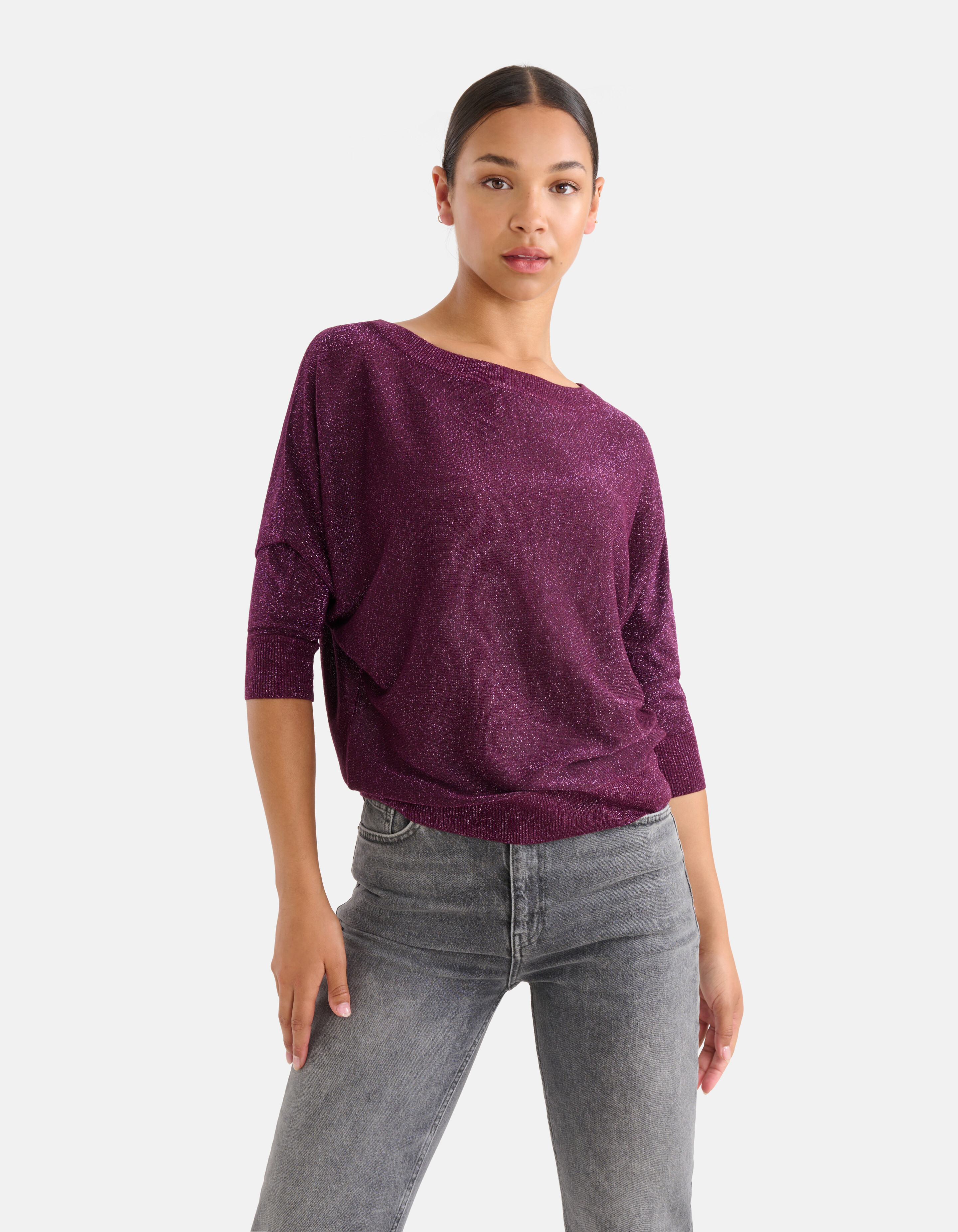 Glitzer Fledermaus Pullover Lila SHOEBY WOMEN