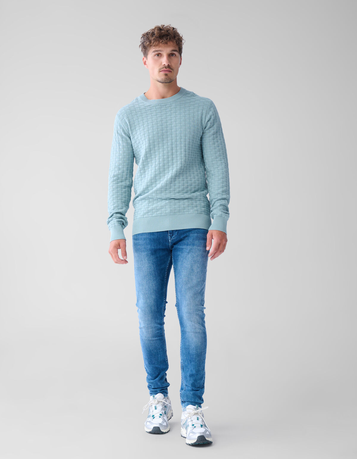Struktur Pullover Hellgrau SHOEBY MEN