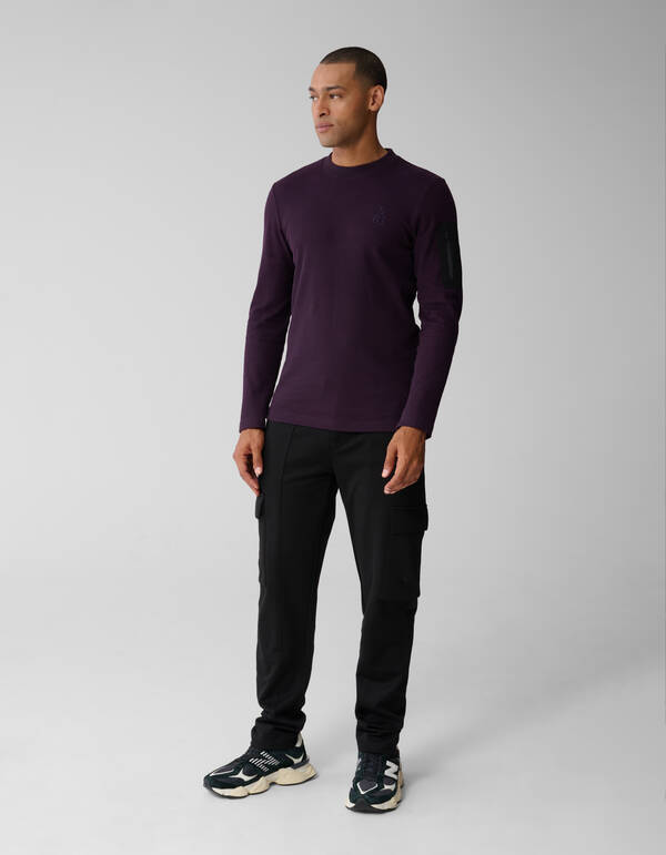 Pocket Langarm-T-Shirt Dunkelrot SHOEBY MEN