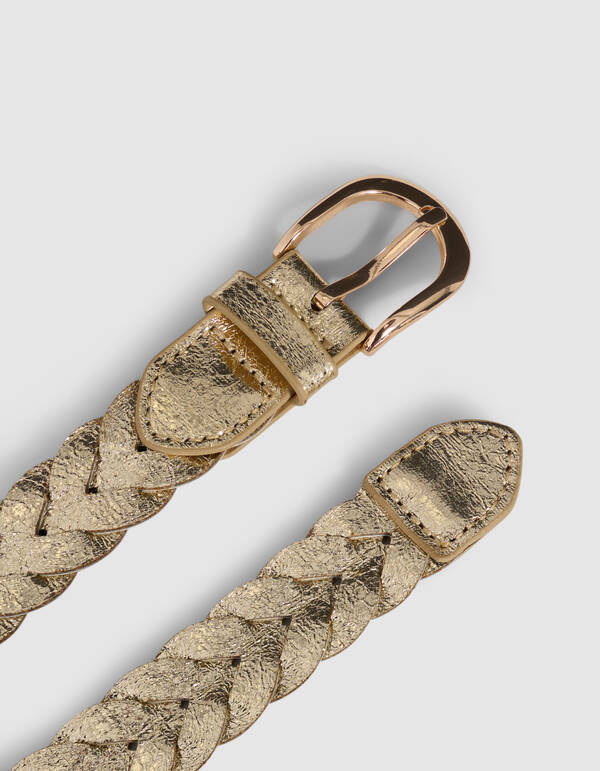 Geflochtenes Metallic-G&uuml;rtel Gold SHOEBY ACCESSOIRES