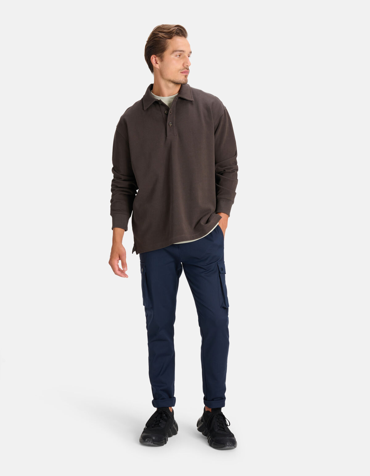 Langärmeliges Poloshirt Dunkelbraun By Fred SHOEBY MEN