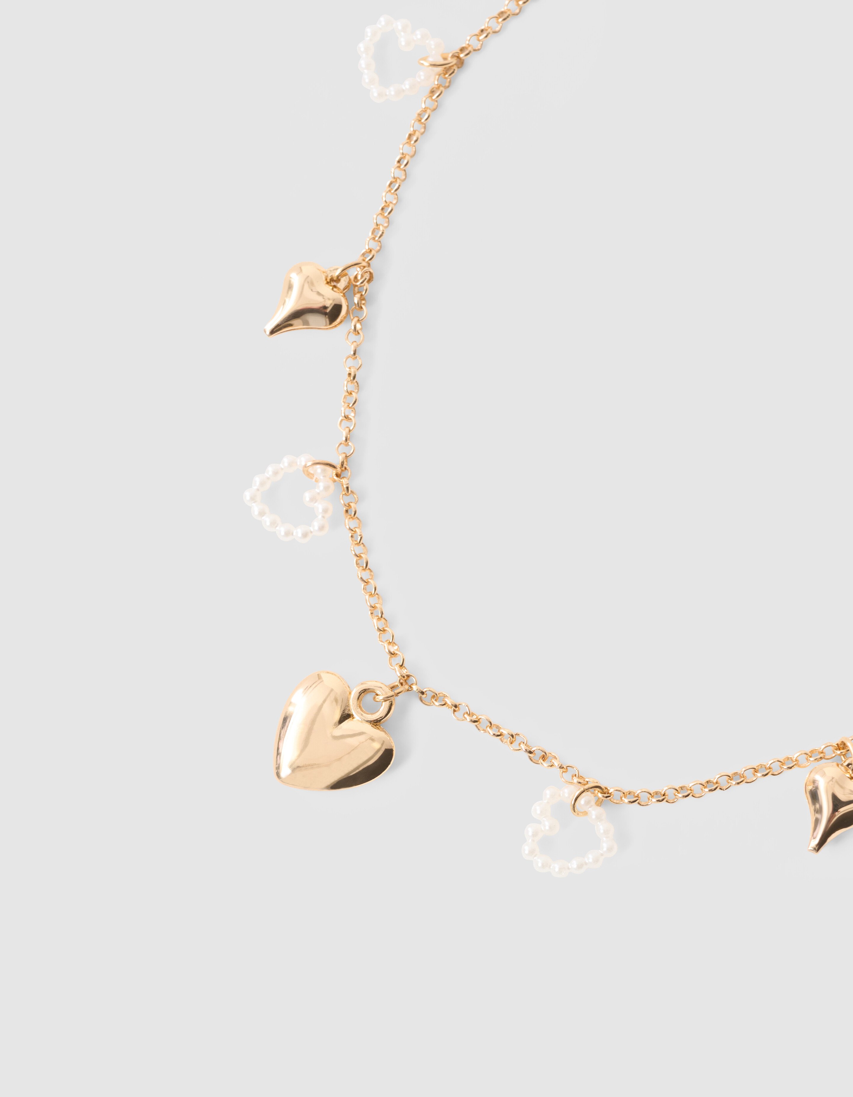 Perlenherzkette Gold SHOEBY ACCESSOIRES