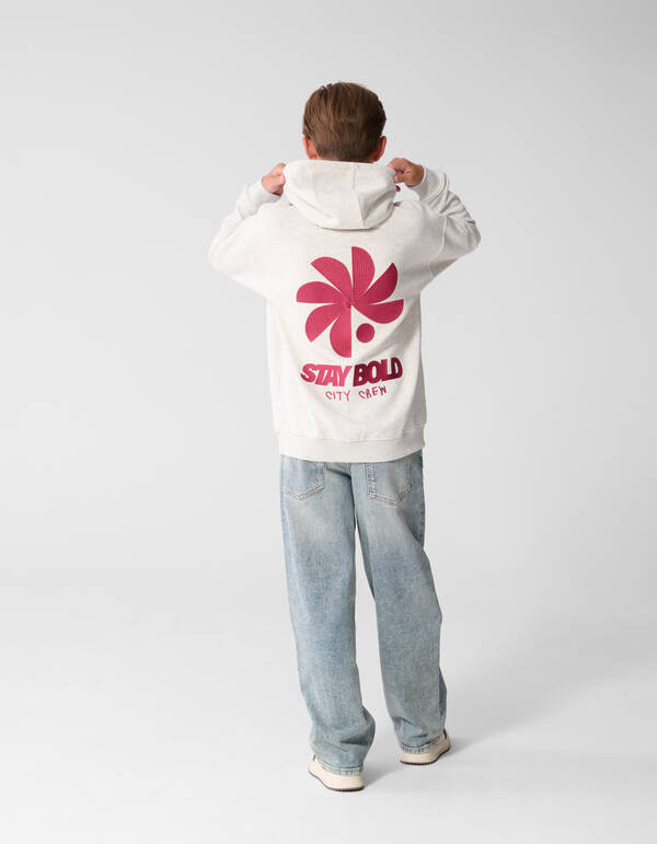 Oversized Fit Bold Artwork Hoodie Lichtgrijs SHOEBY BOYS