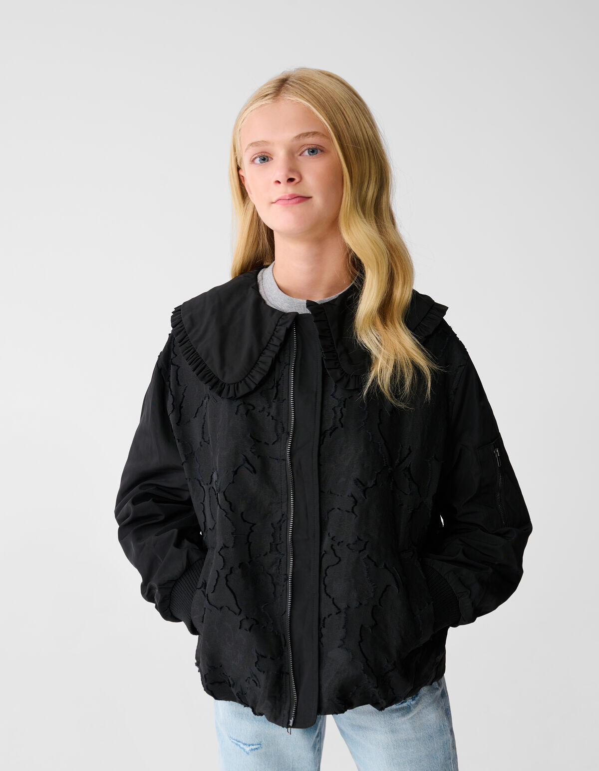 Bomberjacke mit Kragen in Schwarz SHOEBY GIRLS