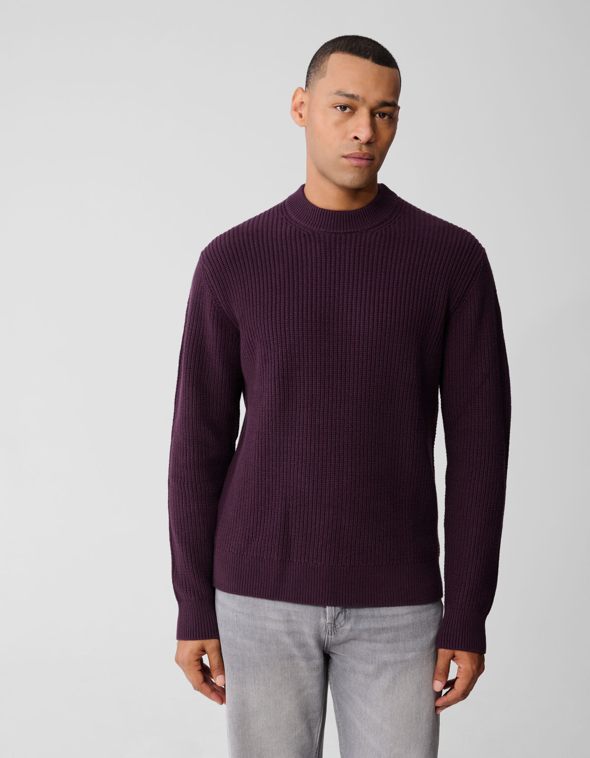 Rundhals-Strickpullover Dunkelrot SHOEBY MEN