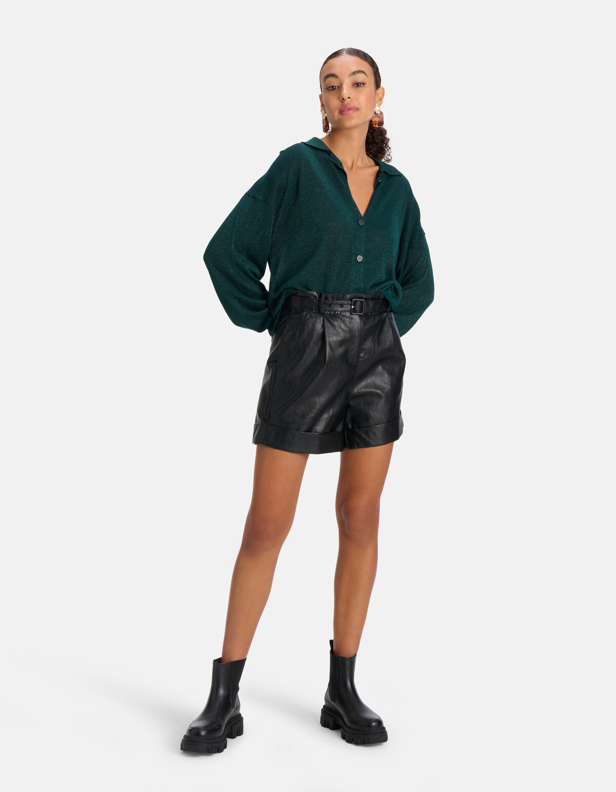 Glitzerbluse Dunkelgrün SHOEBY WOMEN