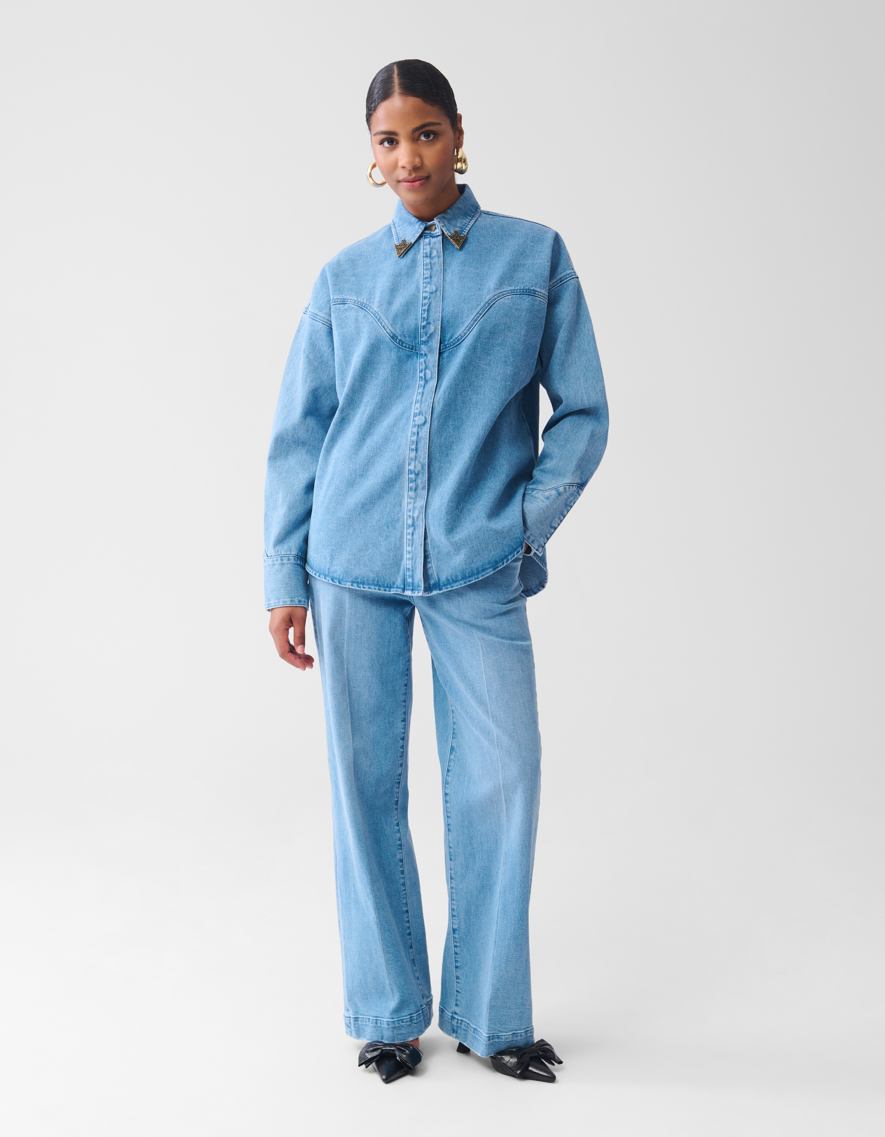 Übergroße Denim-Bluse Mediumstone SHOEBY WOMEN
