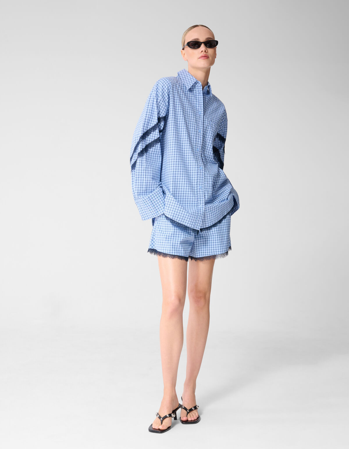 Kanten Rauten Shorts Blau SHOEBY WOMEN