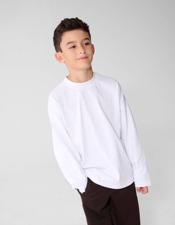 Basic Langarmshirt Wei&szlig; SHOEBY BOYS