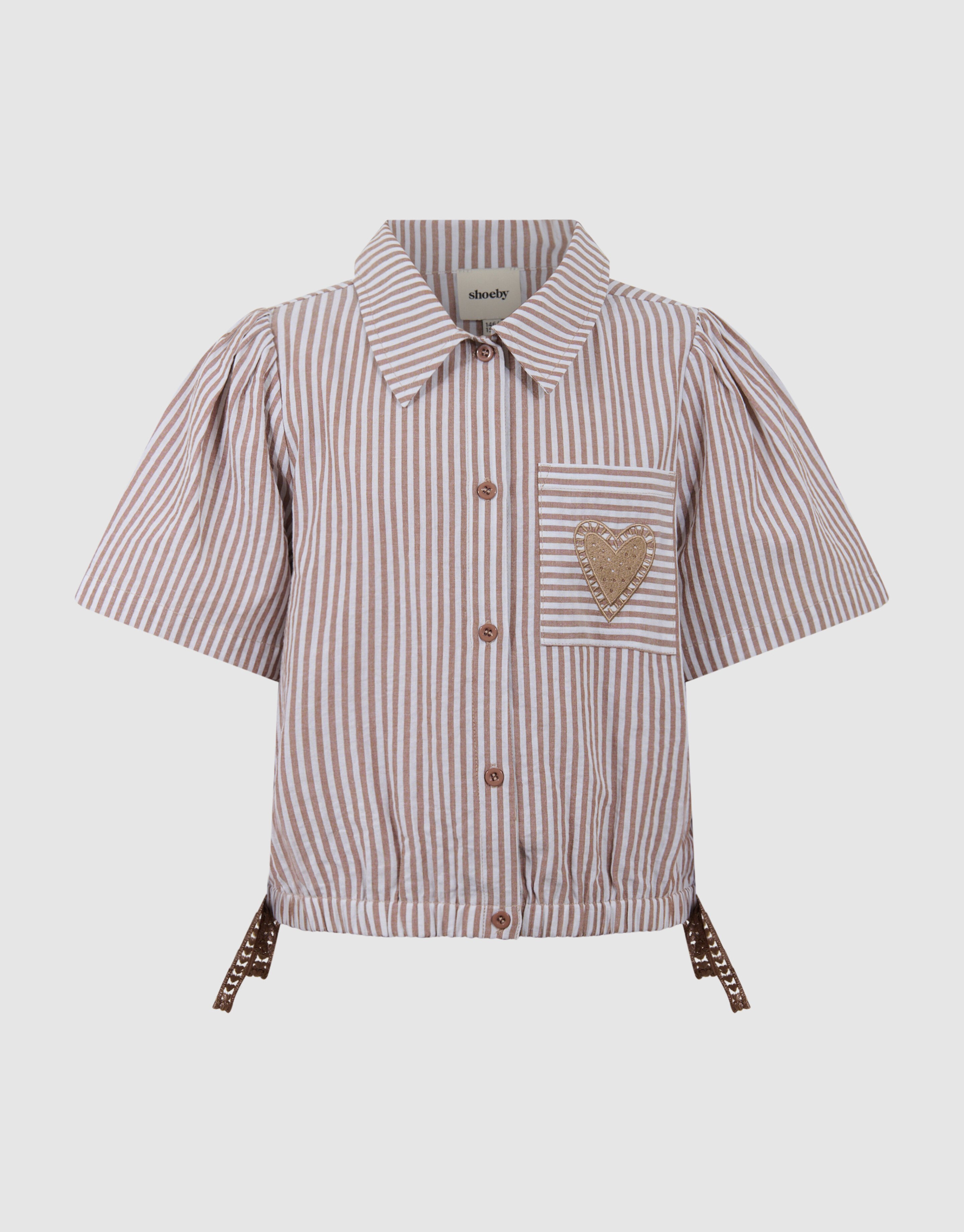 Nadelstreifenstickerei-Bluse Braun SHOEBY GIRLS