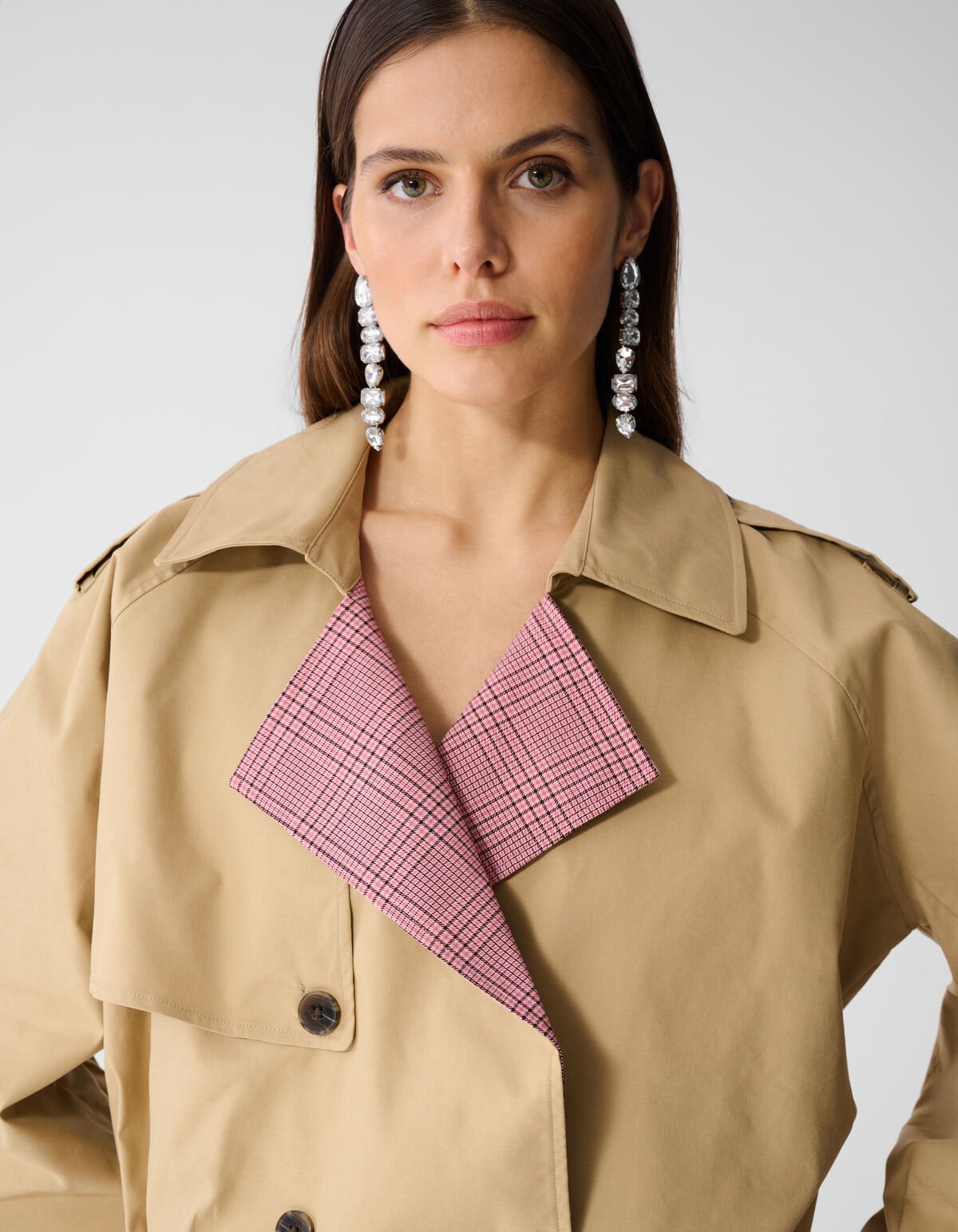 &Uuml;bergro&szlig;er gek&uuml;rzter Trenchcoat Jacke Camel SHOEBY WOMEN