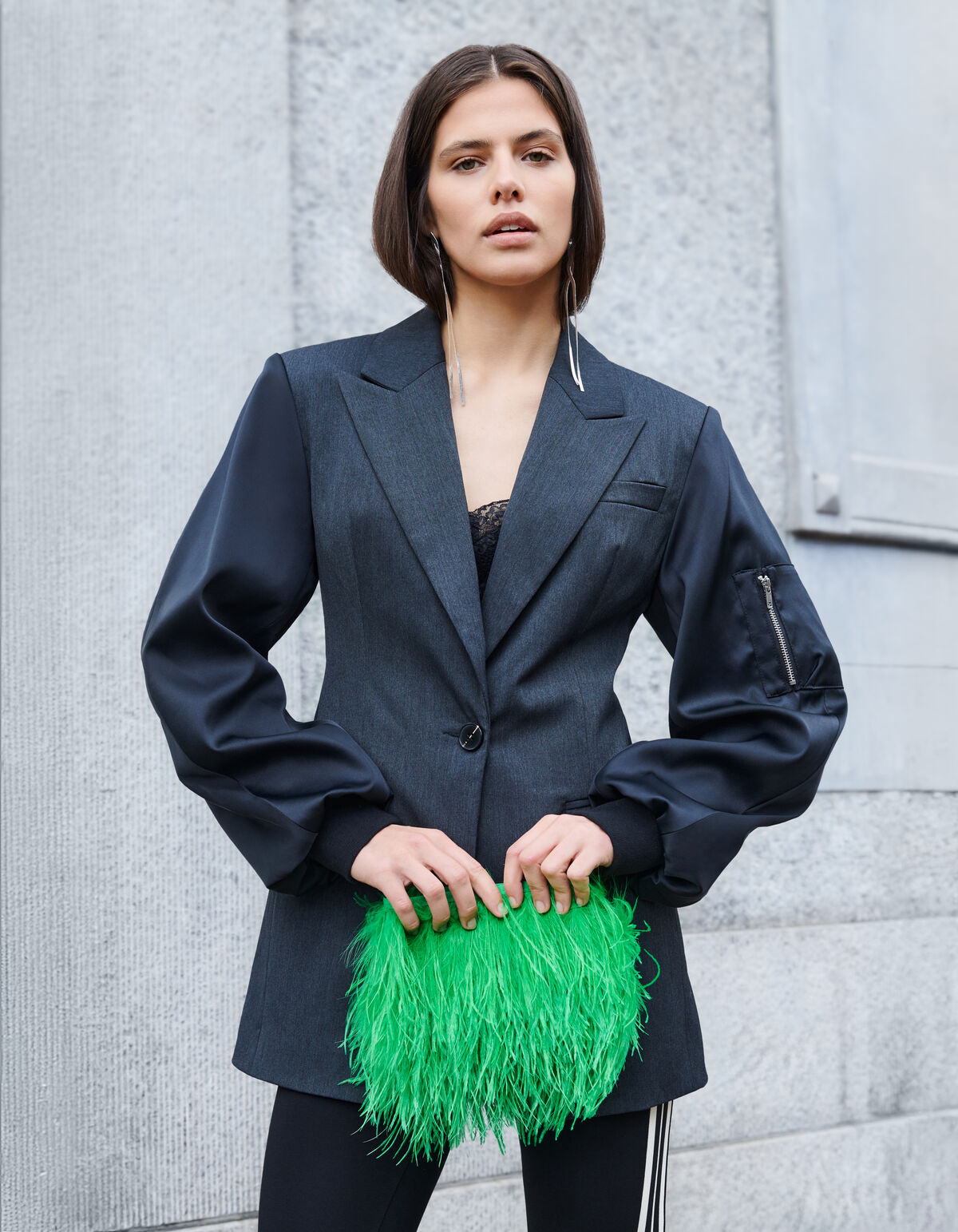 Bomber&auml;rmel-Blazer Schwarz SHOEBY WOMEN