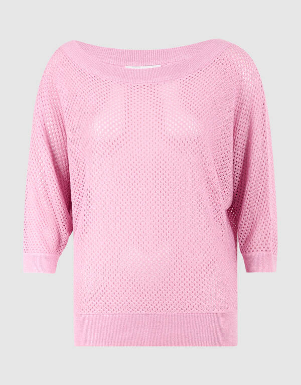 Glitzer Ajour Pullover Rosa SHOEBY WOMEN