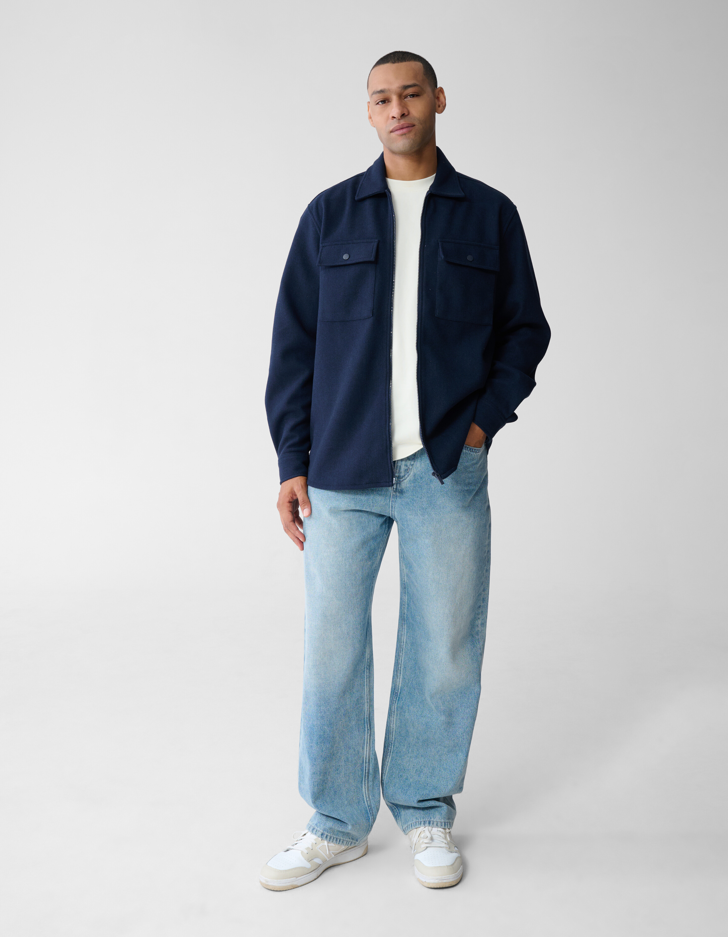 Weiches Zip-Overshirt Dunkelblau SHOEBY MEN