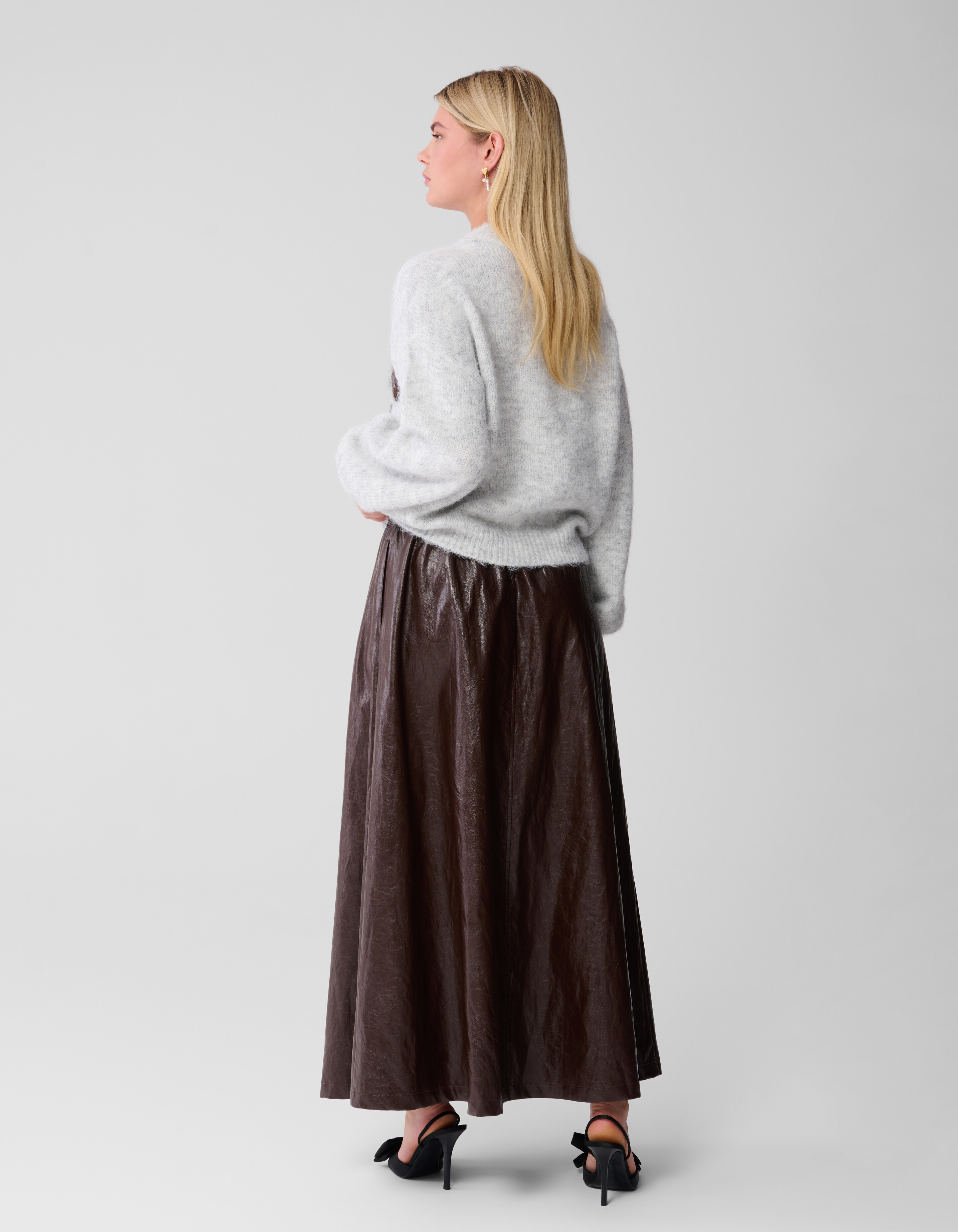 Maxirock aus veganem Leder in Braun SHOEBY WOMEN