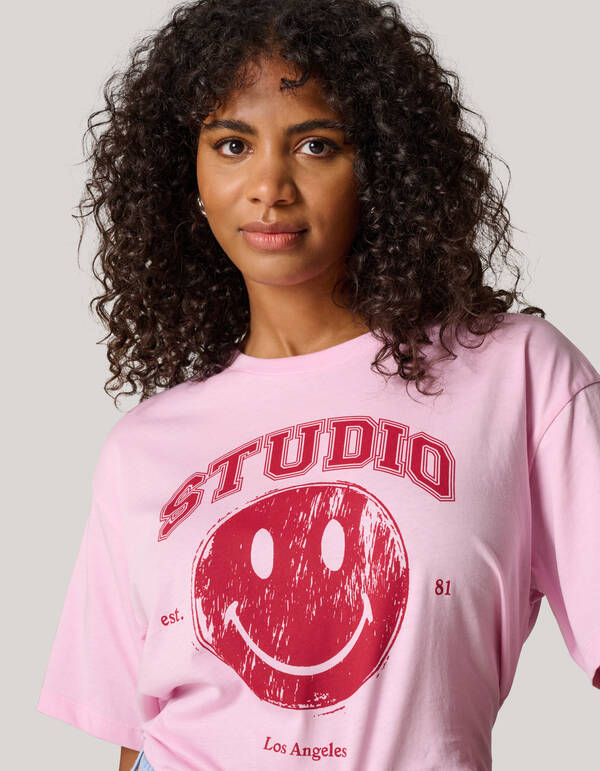 Smiley Kunstwerk T-shirt Rosa SHOEBY WOMEN