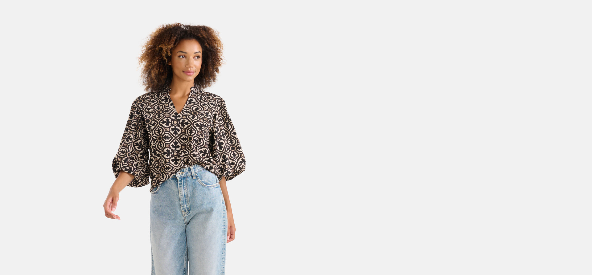 Bedruckte Bluse Schwarz/ Off-white SHOEBY WOMEN