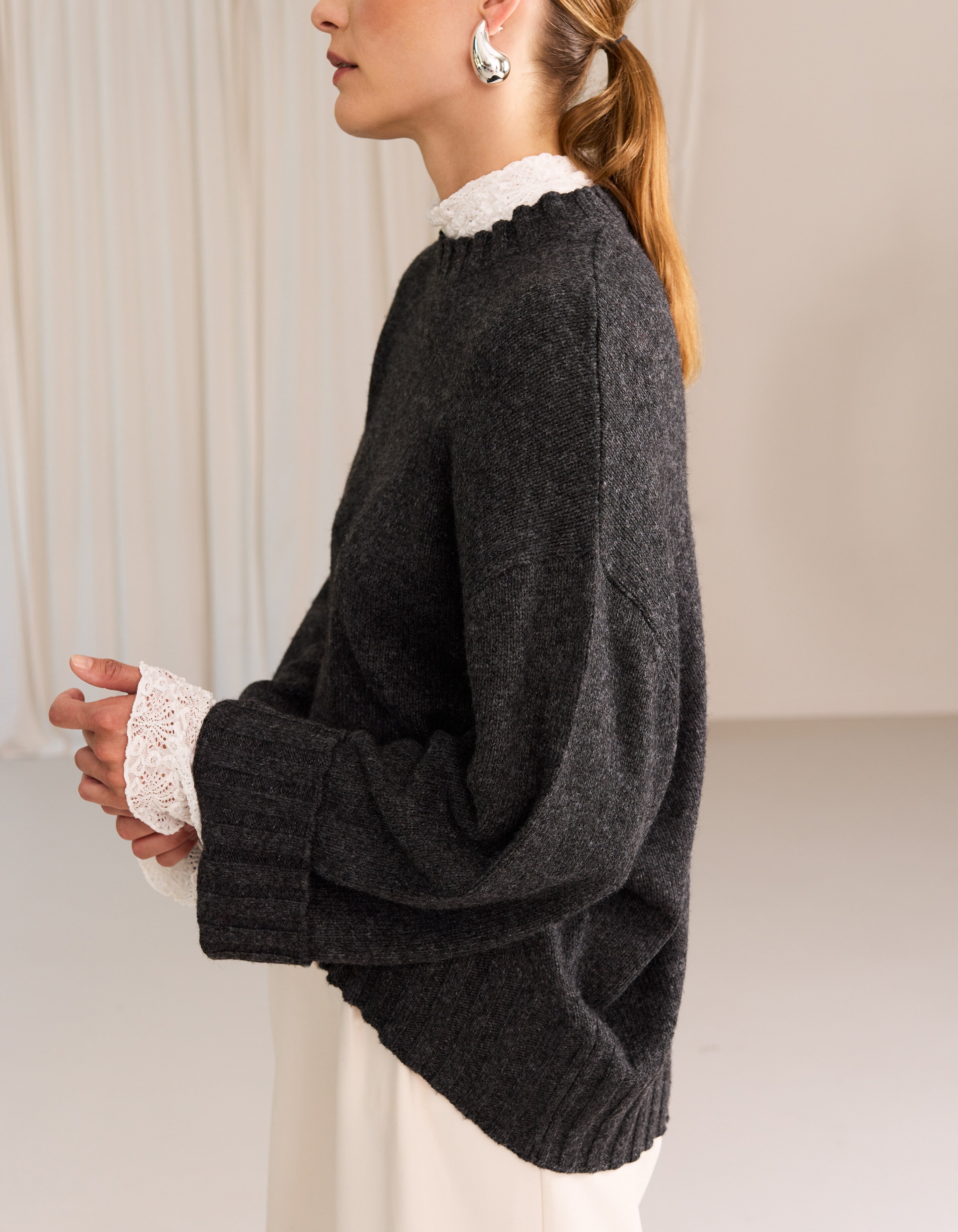 Übergroßer Strickpullover Dunkelgrau von Mieke SHOEBY WOMEN