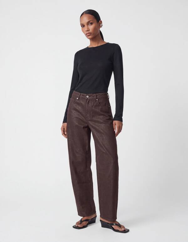 Lurex Barrel Fit Jeans Dunkelbraun SHOEBY WOMEN