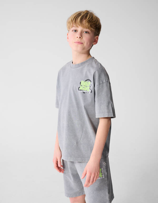 Surf Wave Artwork T-Shirt Grau SHOEBY BOYS