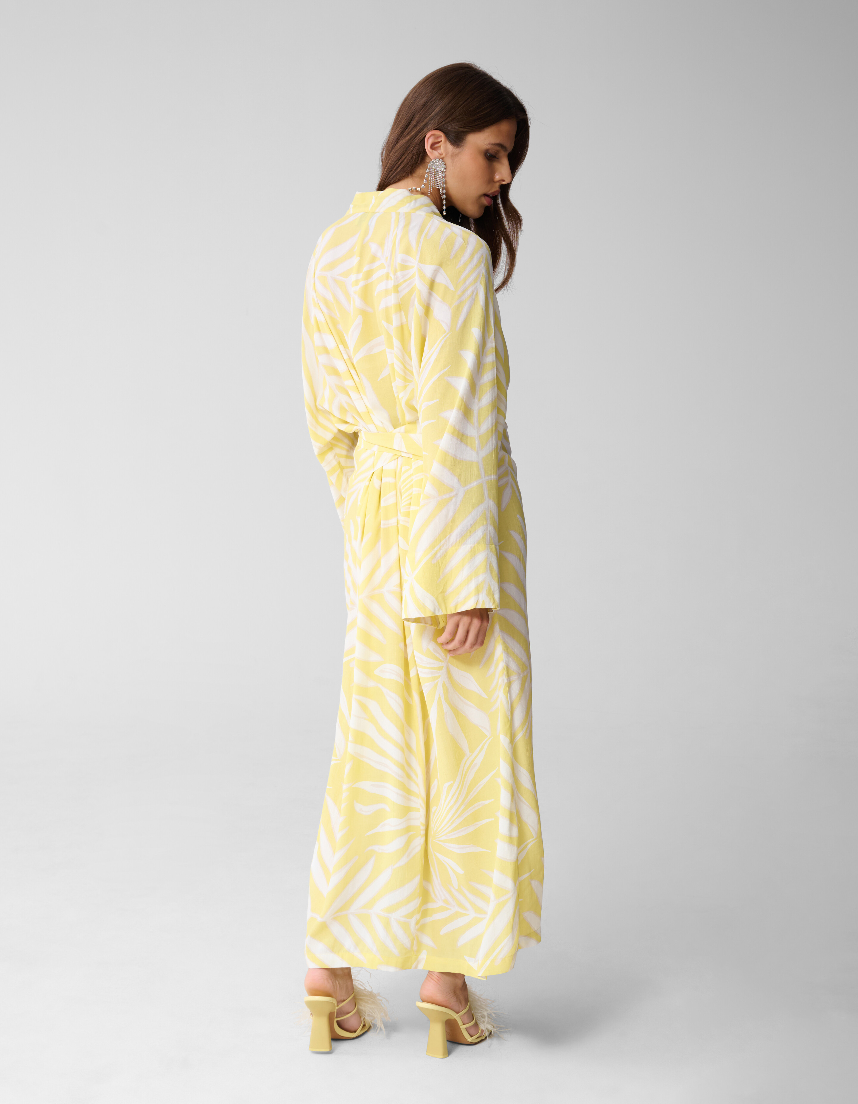 Bedrucktes Kimono-Maxikleid Hellgelb SHOEBY WOMEN