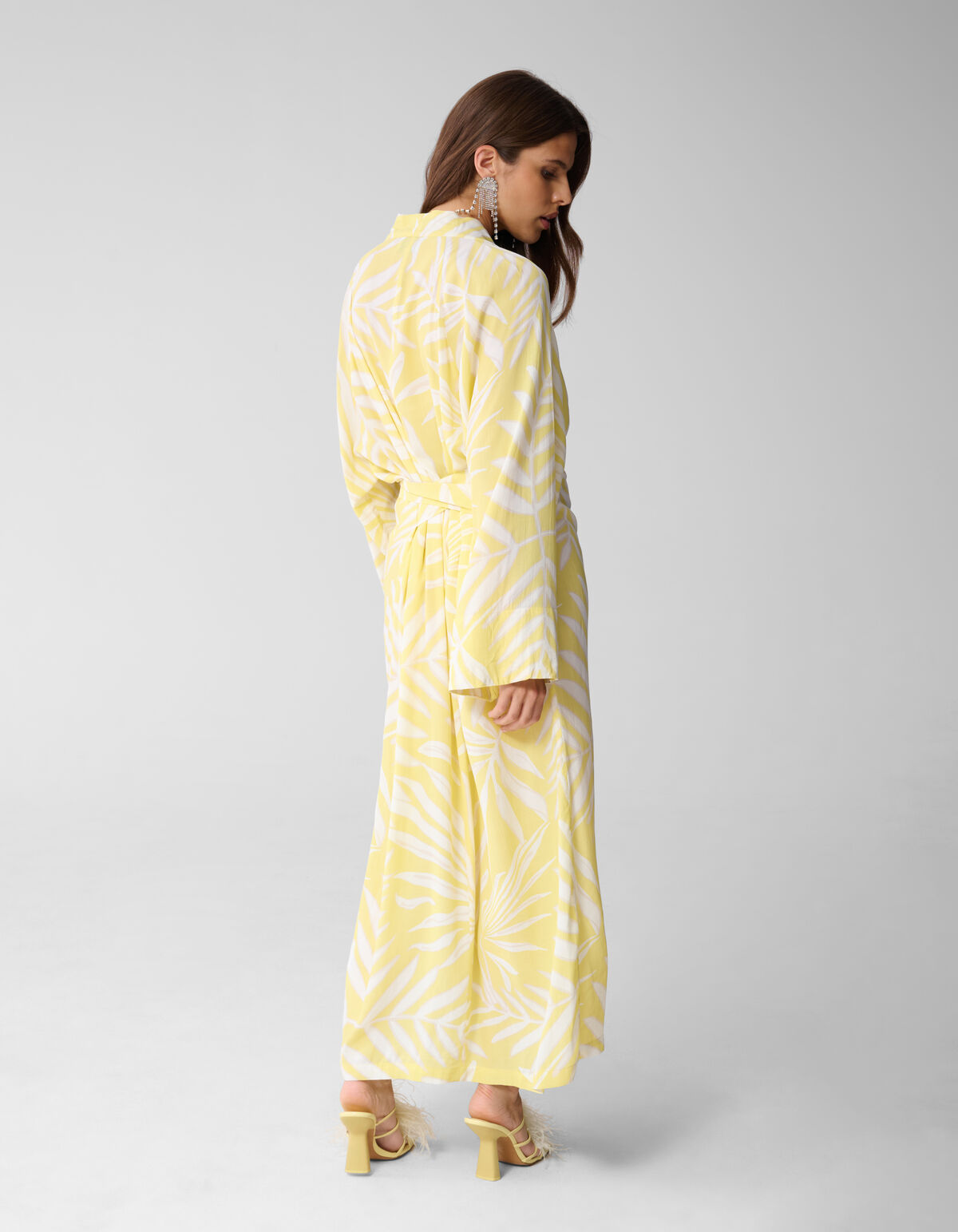 Bedrucktes Kimono-Maxikleid Hellgelb SHOEBY WOMEN