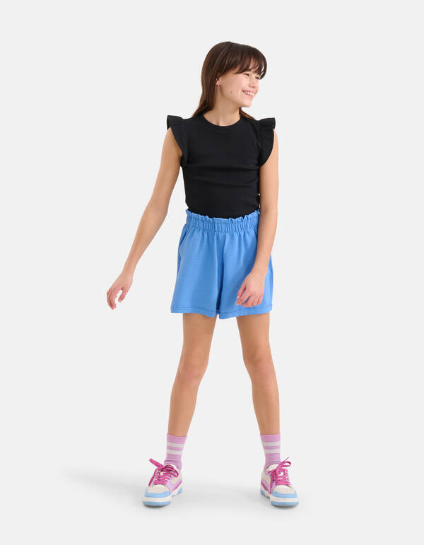 Ruffle Rib Top Schwarz SHOEBY GIRLS