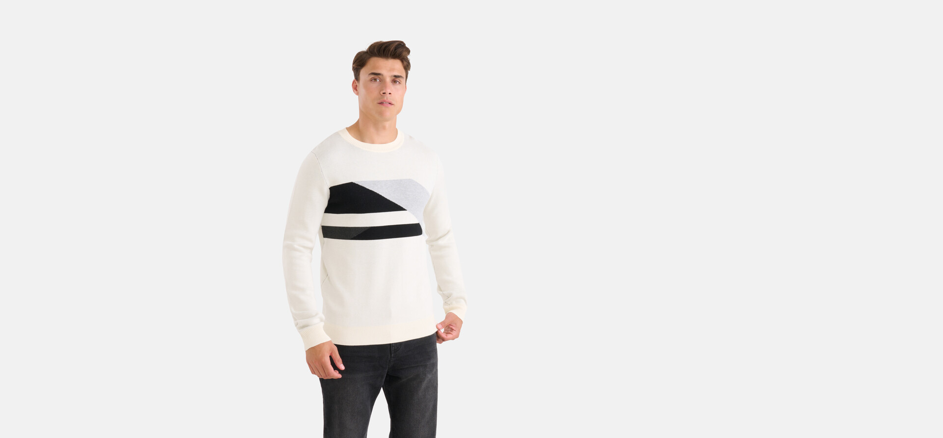 Grafik-Jacquard-Pullover Off White SHOEBY MEN