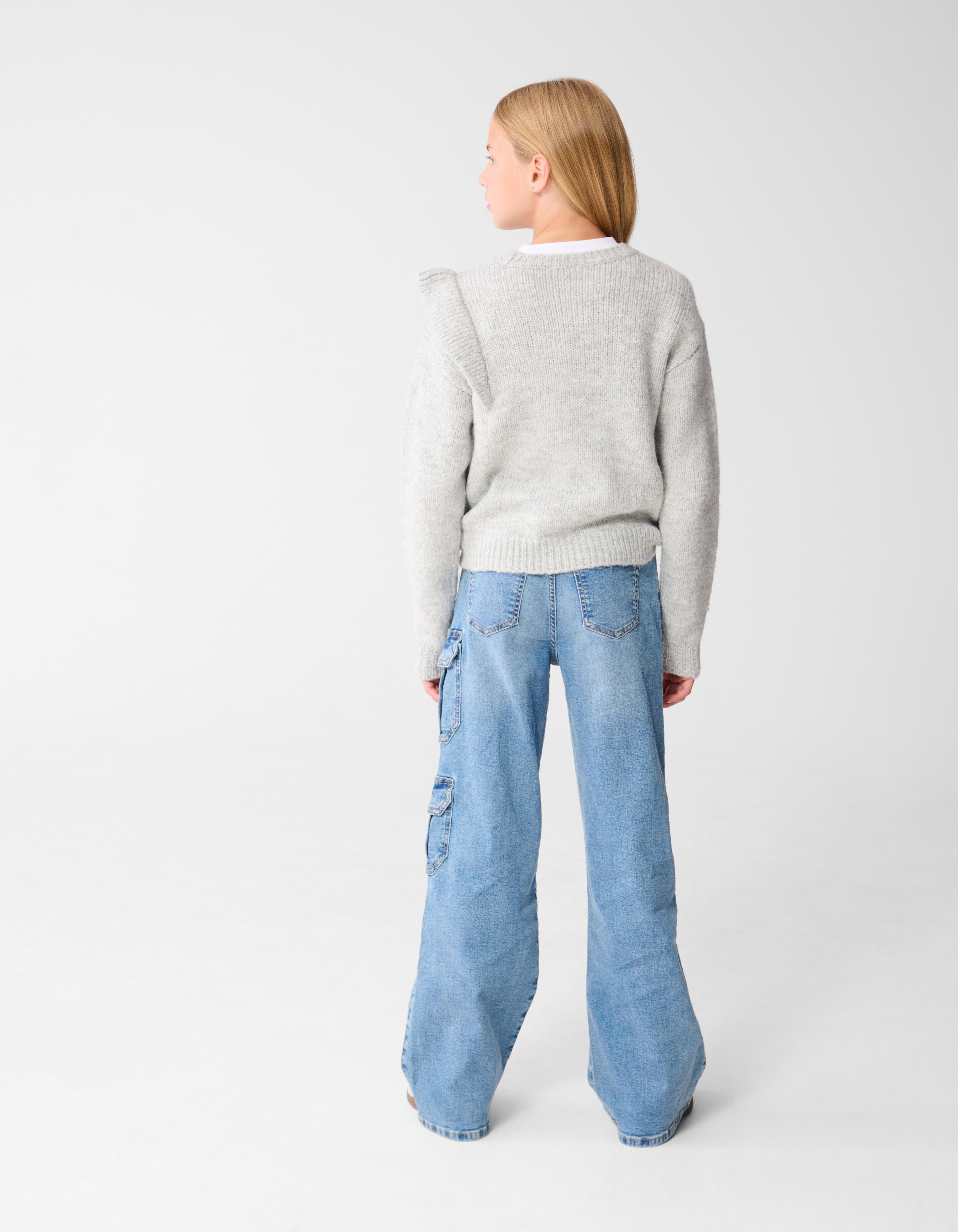 Rüsch Pullover Hellgrau SHOEBY GIRLS