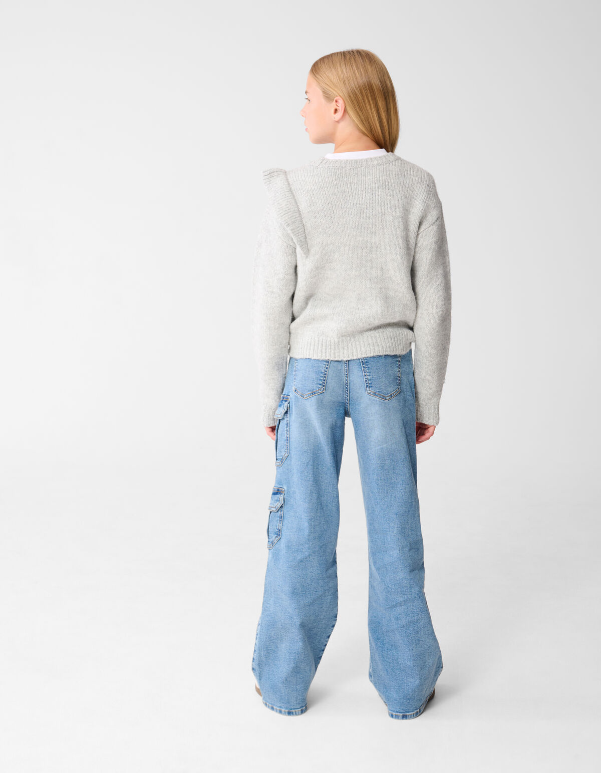 Rüsch Pullover Hellgrau SHOEBY GIRLS