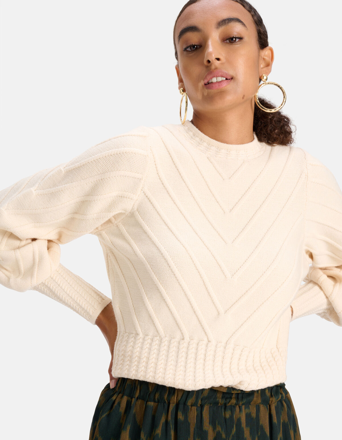 Diagonaler Pullover Off White SHOEBY WOMEN