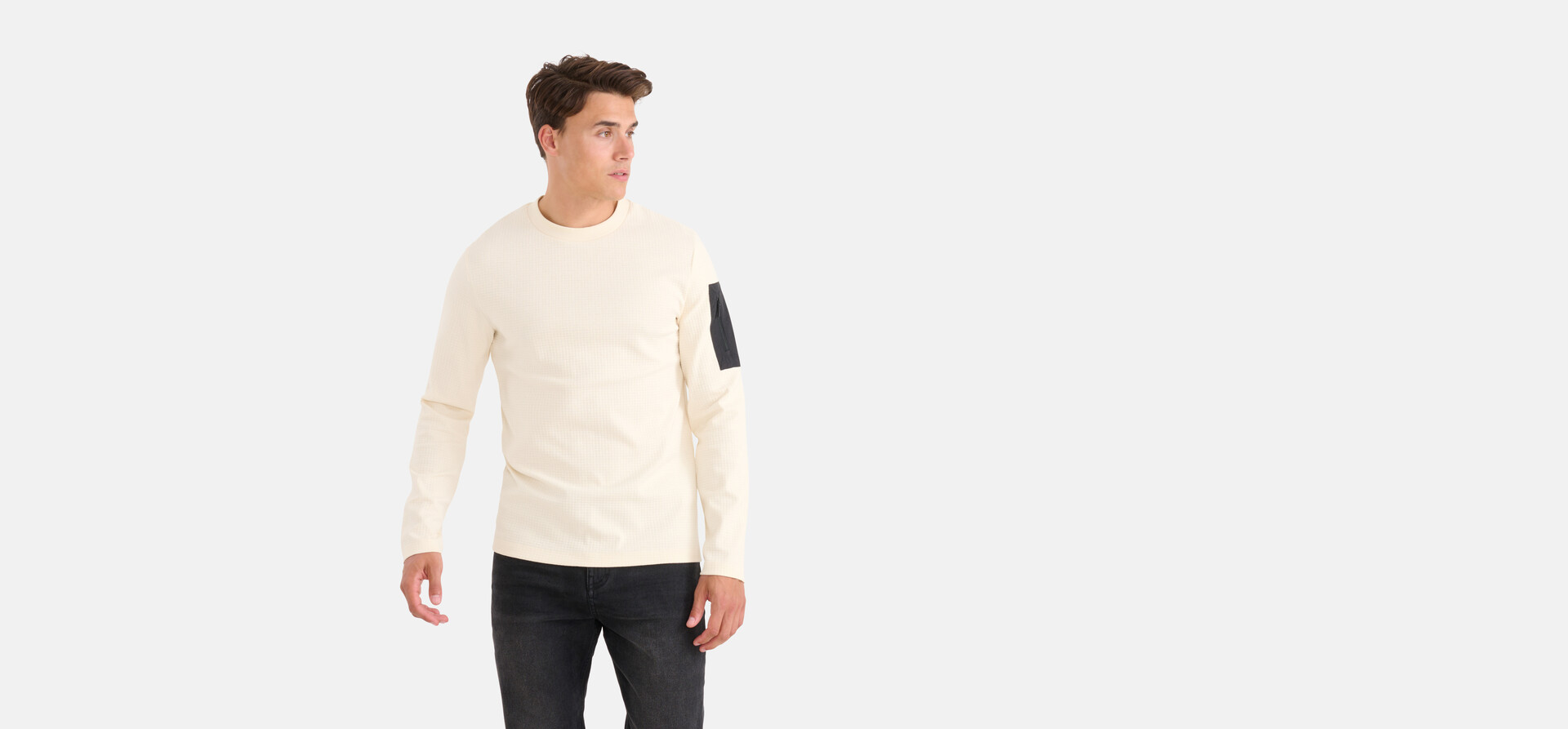 Jersey Structuur Longsleeve Gebroken Wit SHOEBY MEN