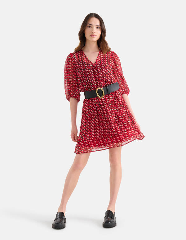 Retro Chiffon Jurk Rood SHOEBY WOMEN