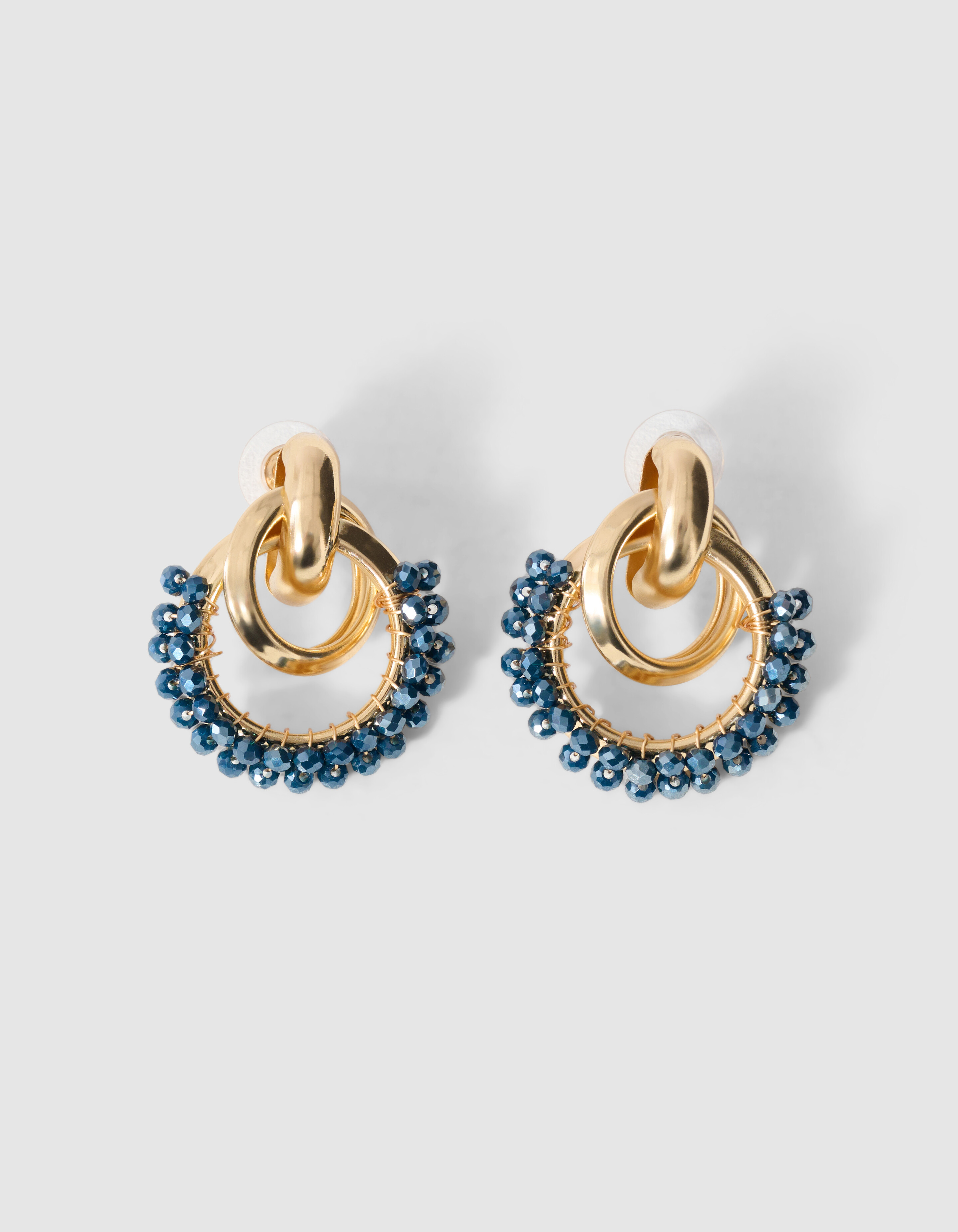 Perlenohrringe Gold/Blau SHOEBY ACCESSOIRES