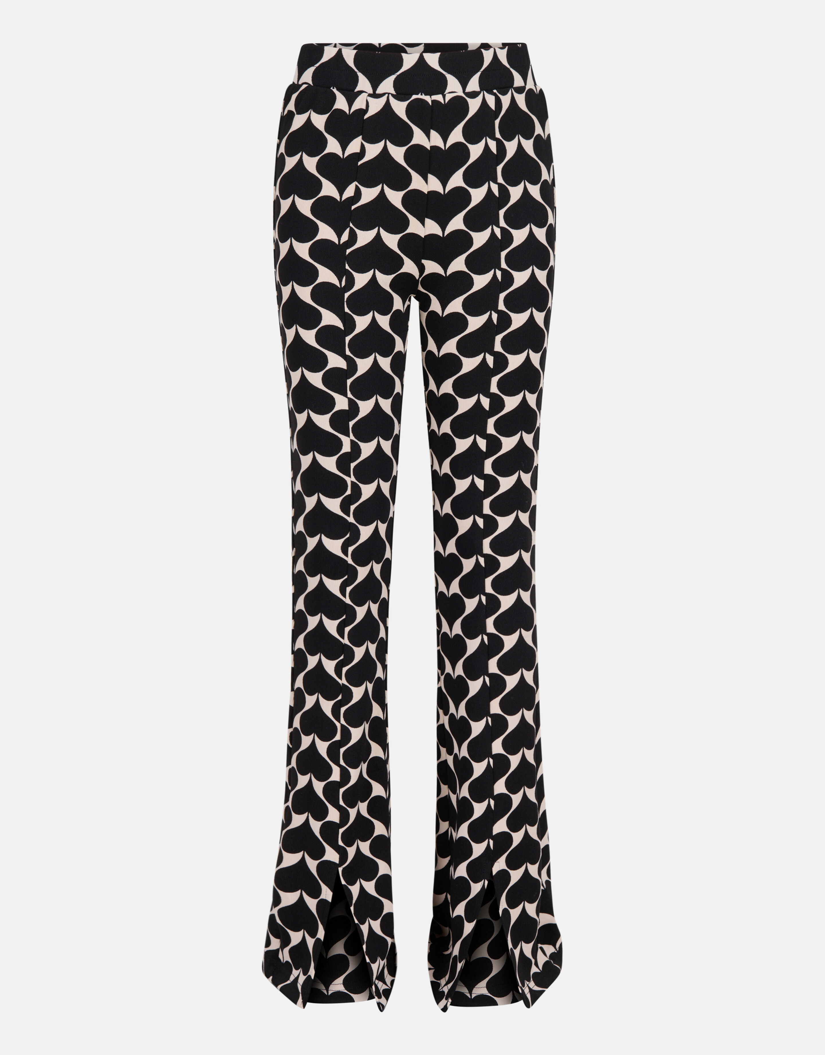 Printed Heart Split Flair Broek Zwart SHOEBY GIRLS