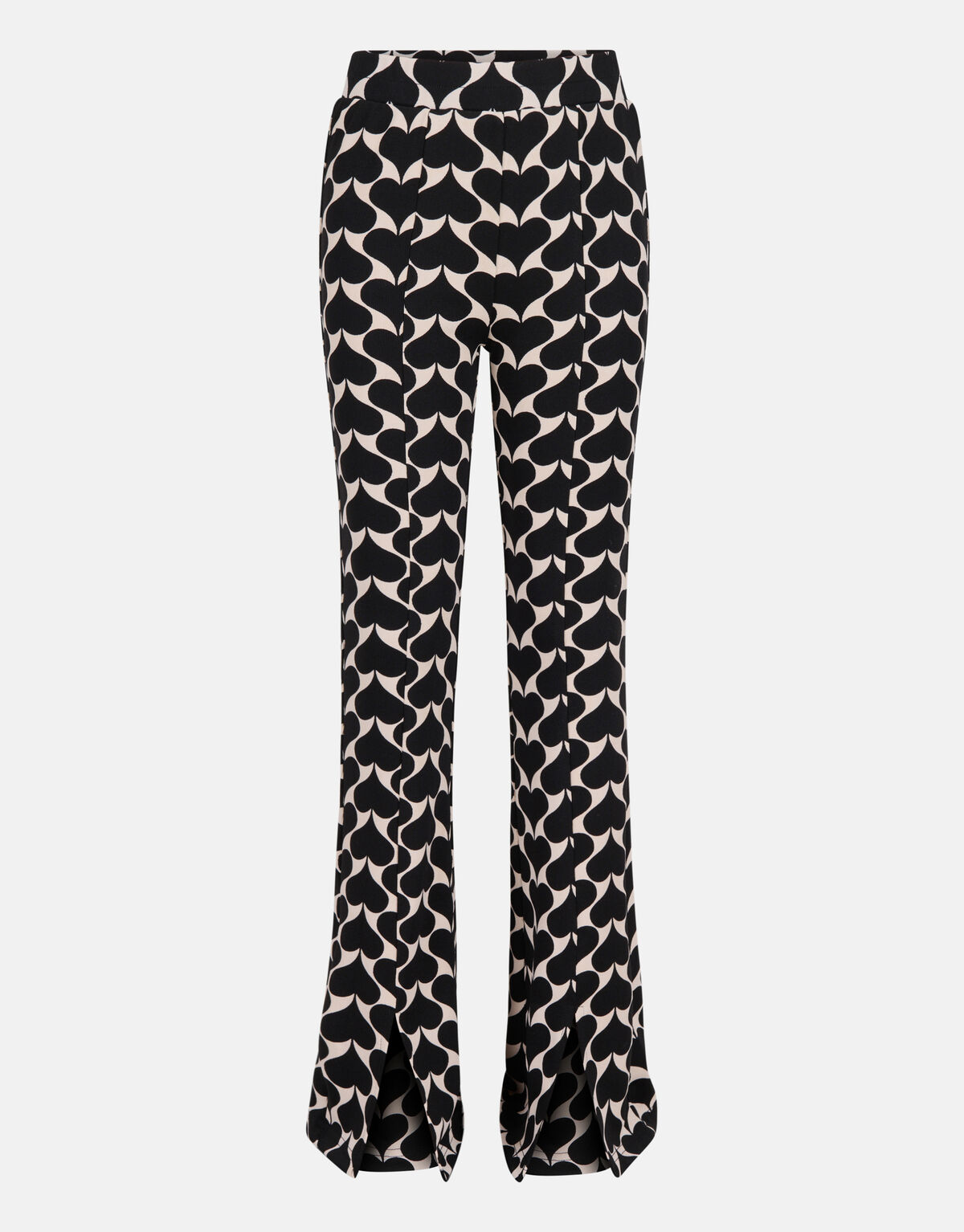 Printed Heart Split Flair Broek Zwart SHOEBY GIRLS